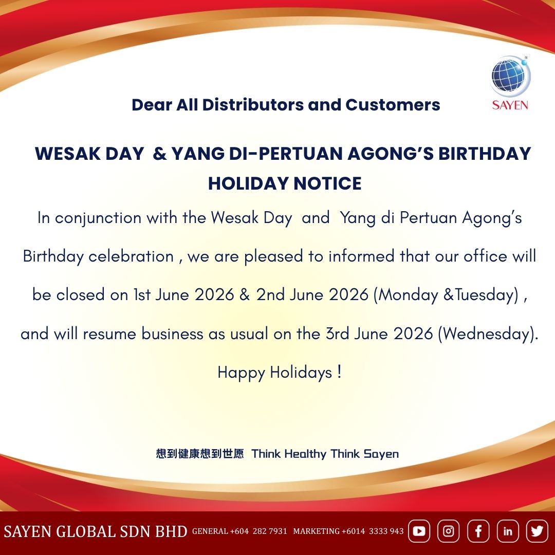 28/5/2026 | Wesak Day & Yang Di-Pertuan Agong's Birthday Holiday Notice